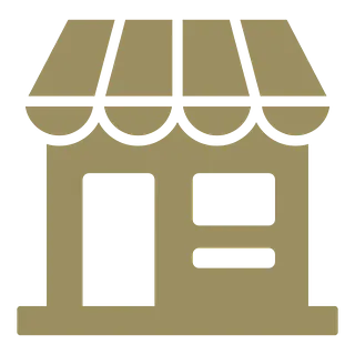 shop front graphic in gold